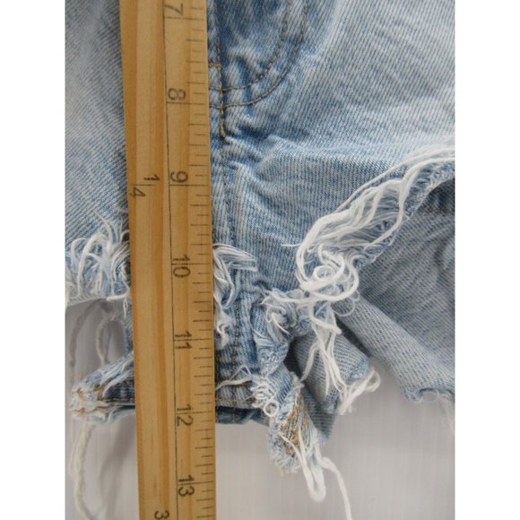 Zara Shorts 4 Mini Cut-Off High Rise Stretch Denim Raw Hem Light Wash - Picture 4 of 9